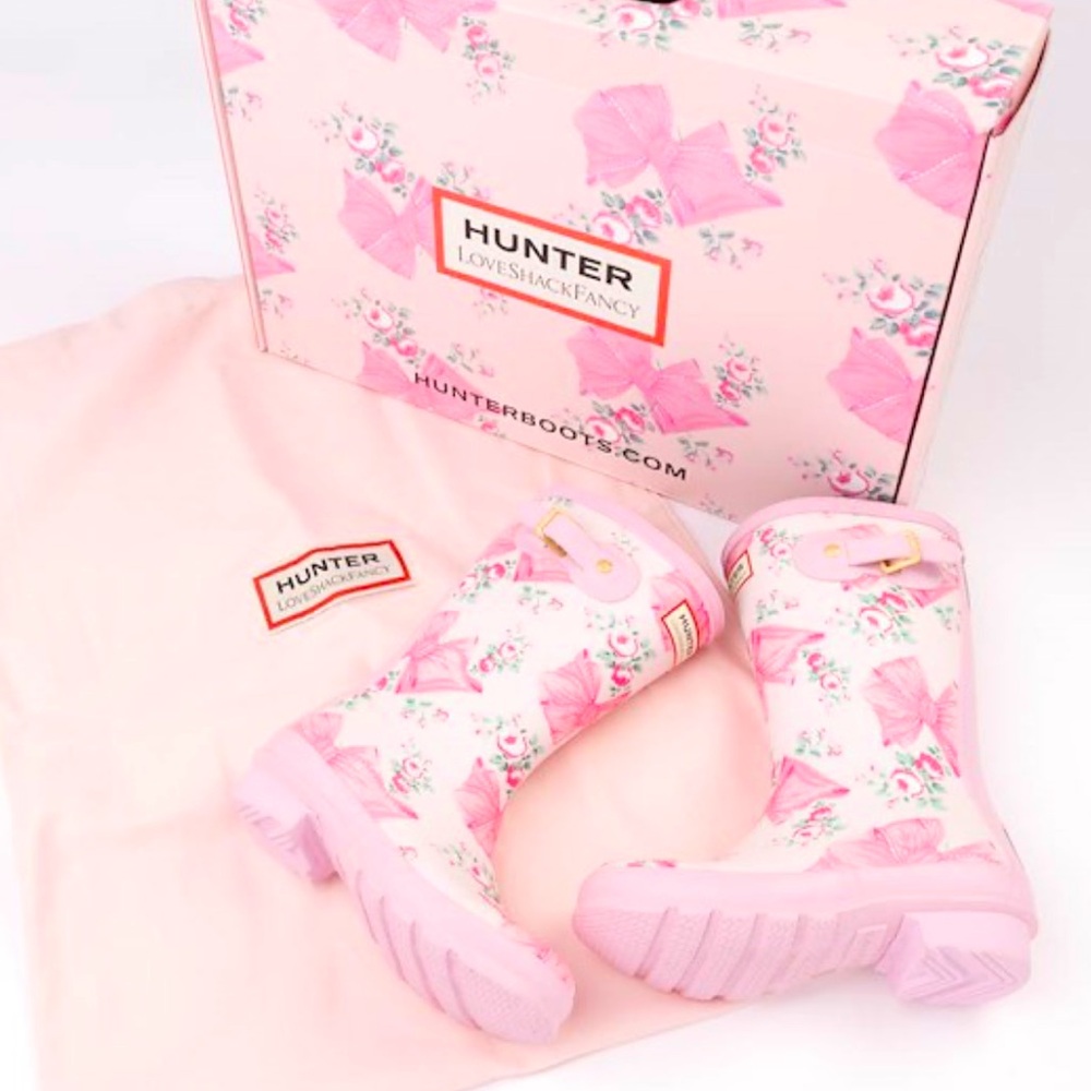 👢🩷 Hunter x LoveShackFancy Rain Boot Mint Pink 👢🩷 - Picture 1 of 6